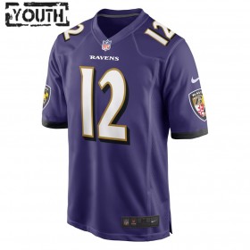 Lasten Baltimore Ravens NFL Pelipaita Rashod Bateman 12 Nike Violetti 2021 NFL Draft